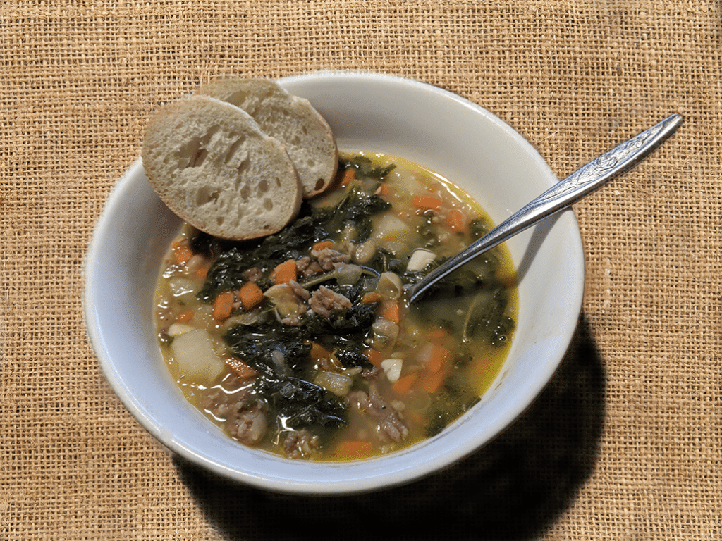 Tuscan Sausage White Bean Kale Soup