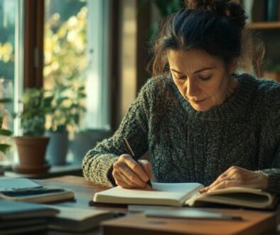 woman writing in a notebook