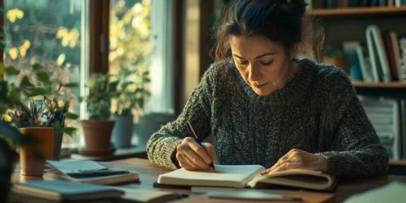 woman writing in a notebook