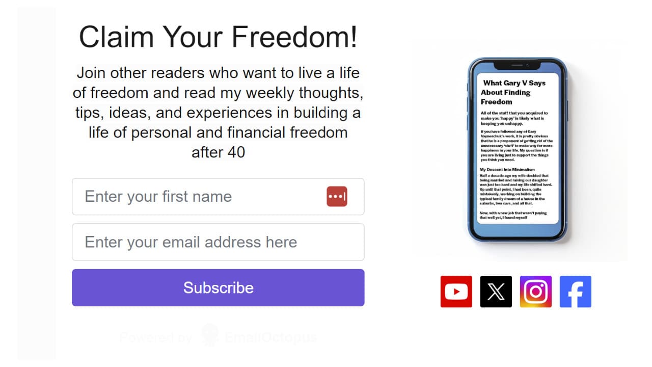 Freedom after 40 newsletter